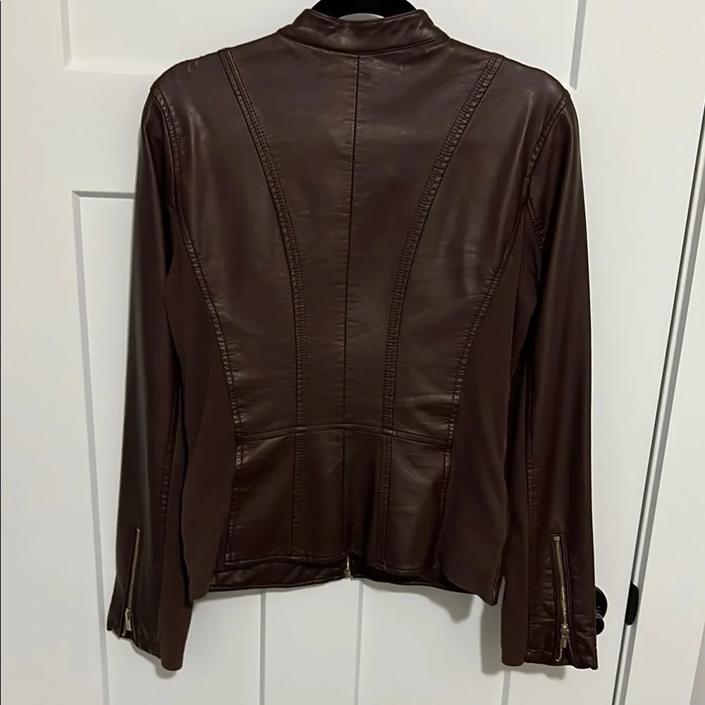 Express Women's Brown Faux-Leather jacket, size M - Picture 3 of 11